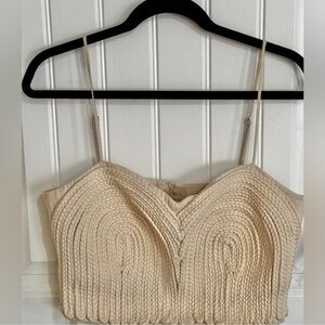Antonio Melani Linen Blend Braided Corset Bustier Top Size 8